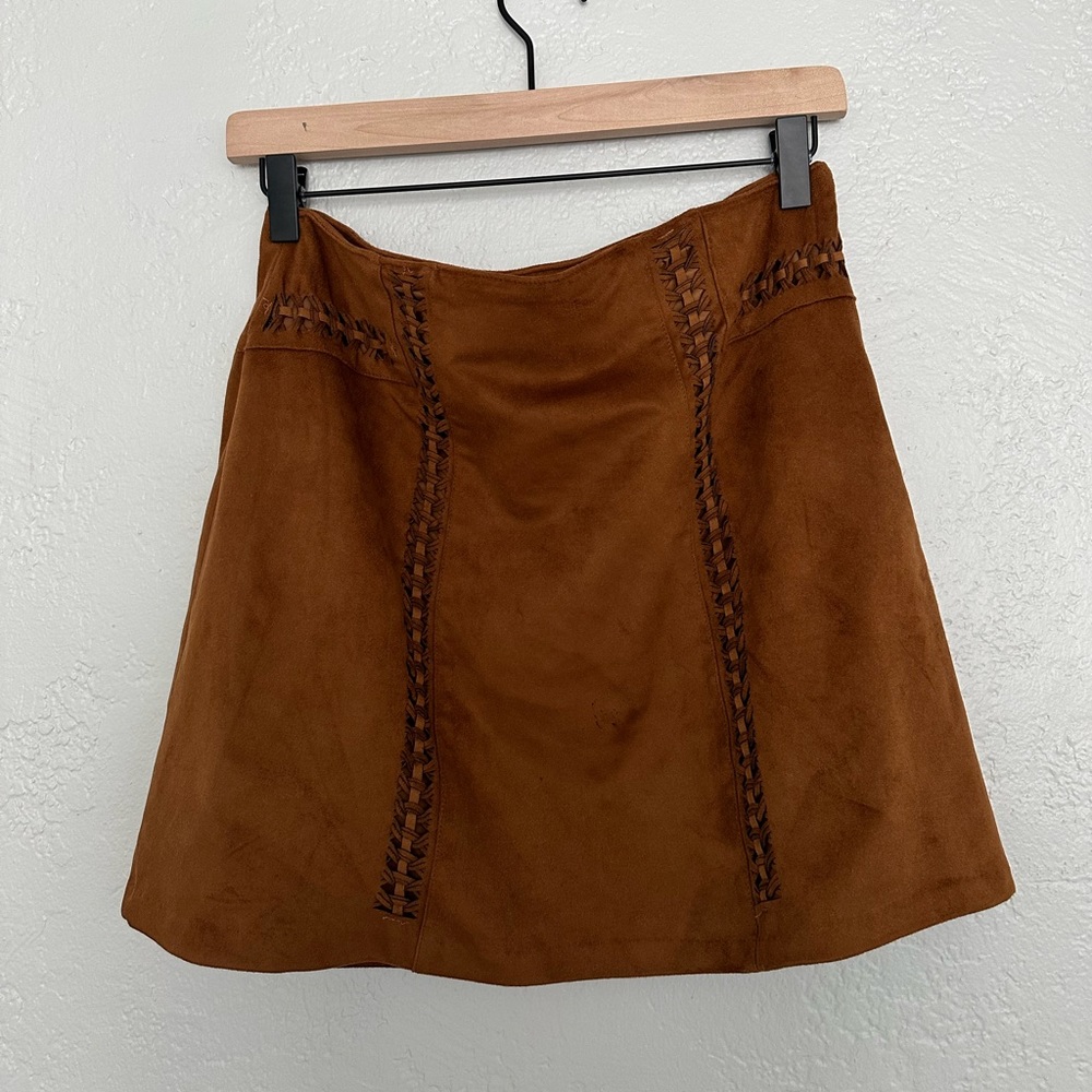 CATO Faux Suede Brown Mini Skirt